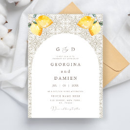 Invitation Carrelage beige Citrons & Mariage photo