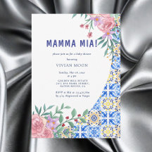Carrelage bleu italien Mamma Mia Baby shower