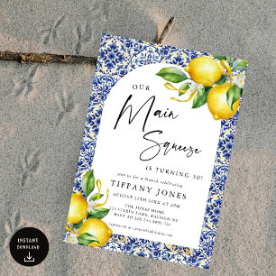 Invitation Carrelage bleu méditerranéen Lemons 30e anniversai
