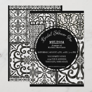 Invitation Carrelage Farmhouse moderne Fête des mariées blanc