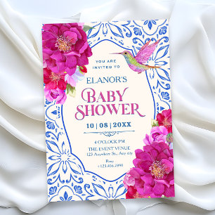 Invitation Carrelage floral baby shower
