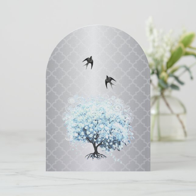 Invitation Carrelage marocain Feuille de coeur Aqua Tree Oise (Debout devant)