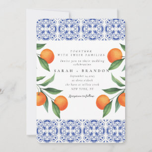 Invitation Carrelage méditerranéen de mariage à l'aquarelle o