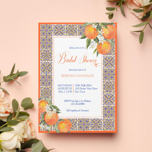 Invitation Carrelage méditerranéen en majolique orange pour e