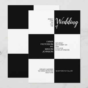 Invitation Carrelage noir et blanc classique
