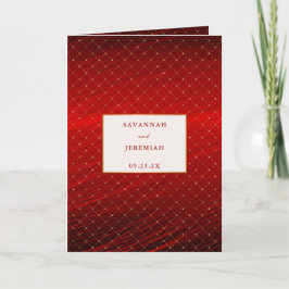 Invitation Carrés rouges et or élégants Porte-documents perso