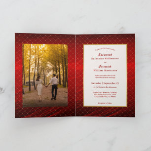 Invitation Carrés rouges et or élégants Porte-documents perso