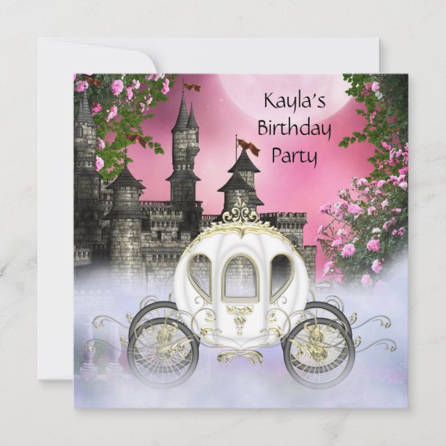 Invitation Carriage Rose Roses Princesse Anniversaire (Devant)