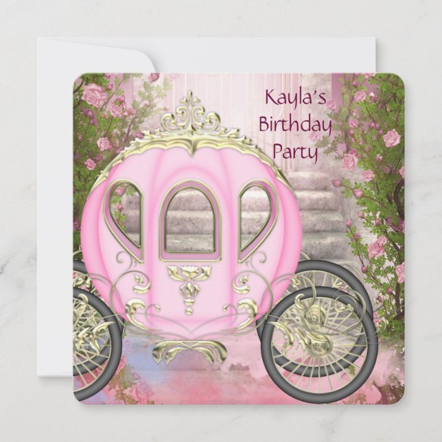 Invitation Carriage Rose Roses Princesse Anniversaire (Devant)