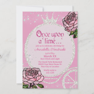 Invitation Carrosse de princesse de conte de fées et roses ro