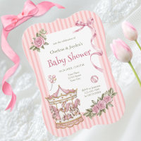 Carrousel à cheval vintage rose aquarelle Baby Sho
