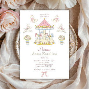 Invitation Carrousel de cygnes de la jolie princesse Annivers