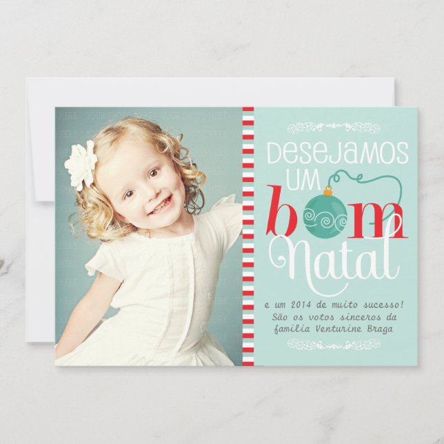 Invitation Cartão de Natal e Ano Novo Personalizado com Foto (Devant)