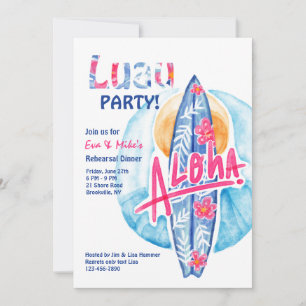 Invitation carte de surf Aloha
