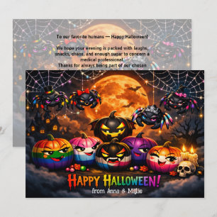 Invitation 🌈🕷️Carte patch de citrouilles arc-en-ciel LGBT