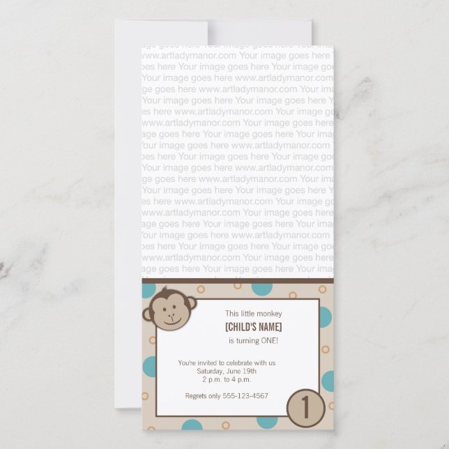 Invitation Carte photo de singe anniversaire (Devant)