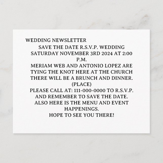 Invitation carte postale (Devant)