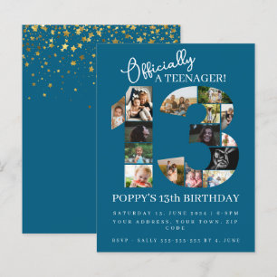 Invitation Carte Postale 13e anniversaire officiellement un collage photo a