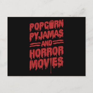 Invitation Carte Postale 18.Film d'horreur Popcorn Pyjama Et Films d'horreu