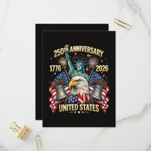Invitation Carte Postale 250 Ans Anniversaire Américain 1776-2026 Drapeau U
