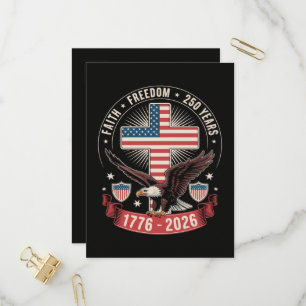 Invitation Carte Postale 250e anniversaire USA Foi Liberté 4 juillet