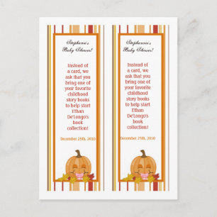 Invitation Carte Postale 2 Marques de livre Automne Citrouille Baby