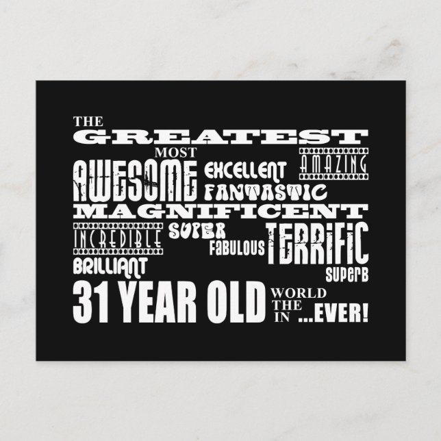 Invitation Carte Postale 31e fête d'anniversaire Plus grand 31 ans (Devant)