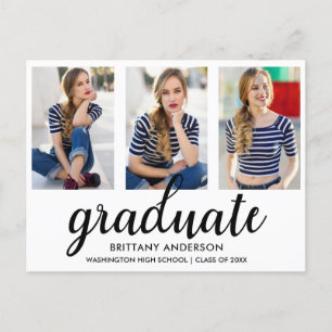 Invitation Carte Postale 3 Photo Moderne de la fête de graduation Invitatio