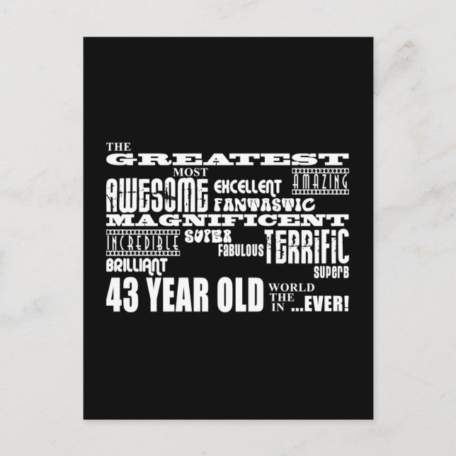 Invitation Carte Postale 43e fête d'anniversaire Plus grande quarante-trois (Devant)
