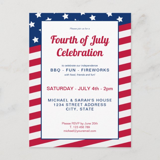 Invitation Carte Postale 4 juillet (Devant)