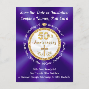 Invitation Carte Postale 50e anniversaire du Mariage Enregistrer la date Po
