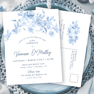 Invitation carte postale 55e anniversaire Floral b