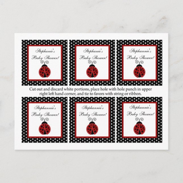 Invitation Carte Postale 6 Favoriser les balises Red Ladybug (Devant)