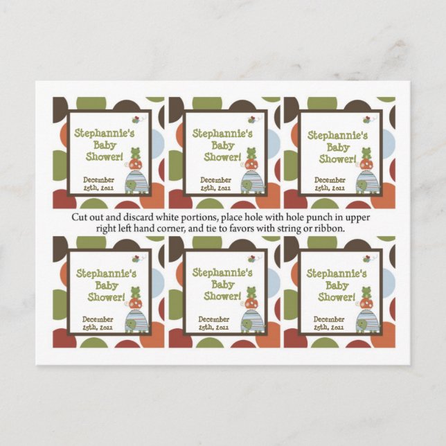 Invitation Carte Postale 6 Favoriser les étiquettes Laguna Beach Turtle Fro (Devant)