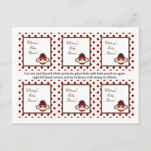 Invitation Carte Postale 6 Favoriser les étiquettes Singe de Choc Rouge