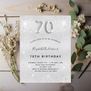 Invitation Carte Postale 70e anniversaire éclat d'argent