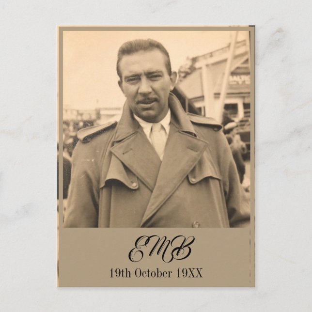 Invitation Carte Postale 80e anniversaire Elegant Homme Monogramme photo (Devant)