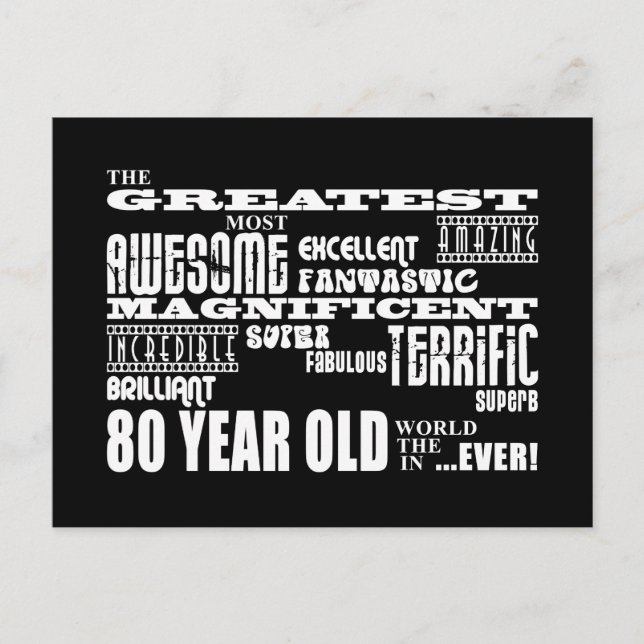Invitation Carte Postale 80e fête d'anniversaire Plus grand 80 ans (Devant)