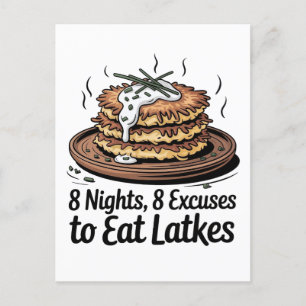 Invitation Carte Postale 8 Latkes 8 Excuses pour manger Latkes Jewish Hanou