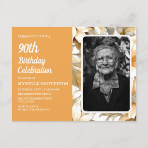 Invitation Carte Postale 90e anniversaire des femmes florales jaunes Photo