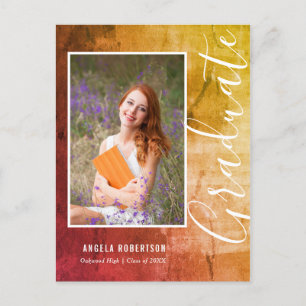 Invitation Carte Postale Abstrait Rustic Pays Photo Graduation
