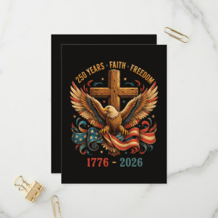 Invitation Carte Postale Aigle patriotique de 250 ans de foi et de liberté