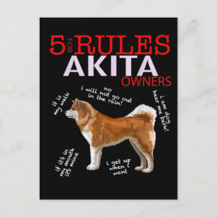 Invitation Carte Postale Akita Dog   5 Règles Propriétaire de chien Akita