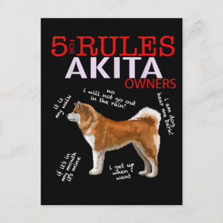 Invitation Carte Postale Akita Dog | 5 Règles Propriétaire de chien Akita