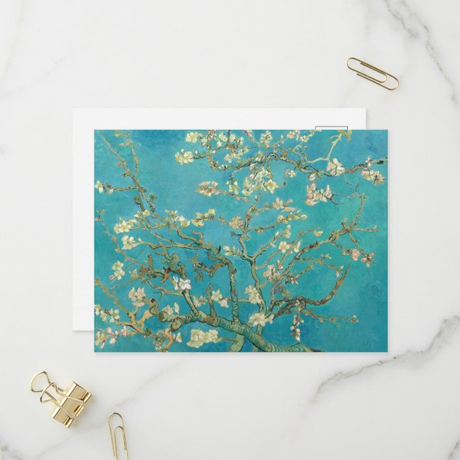 Invitation Carte Postale Almond Blossom, 1890 par Vincent van Gogh (Devant/Arrière en situation)