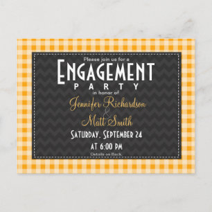 Invitation Carte Postale Amber Orange En vichy