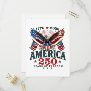 Invitation Carte Postale Américain 250e anniversaire USA Patriotique 4 juil