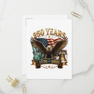 Invitation Carte Postale Américain 250e anniversaire USA Patriotique 4 juil