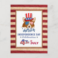 American Flag Patriotique Corgi 4 juillet