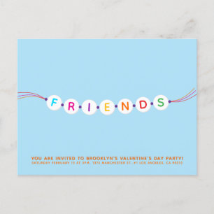 Invitation Carte Postale Amis mignon bracelet d'amitié bleu Valentine's